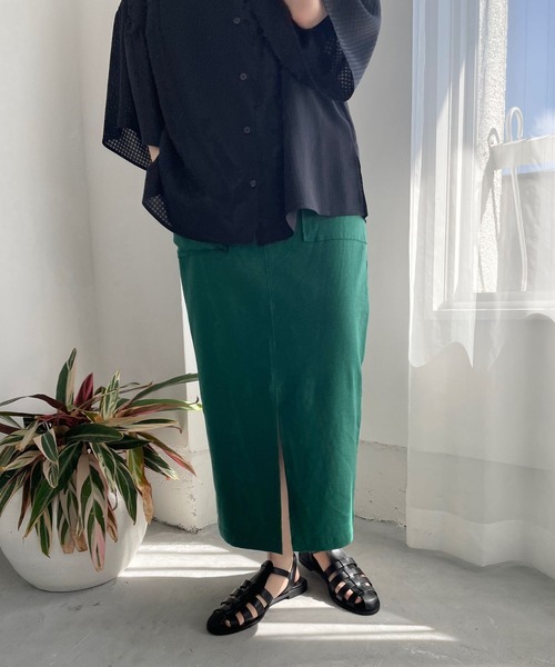 LOWRYS FARM（ローリーズファーム）の「ハイウエストアサタイトスカート　191588（スカート・レディース・グリーン/ブルー/ブラック/アイボリー・MEDIUM/LARGE）」の17枚目の写真