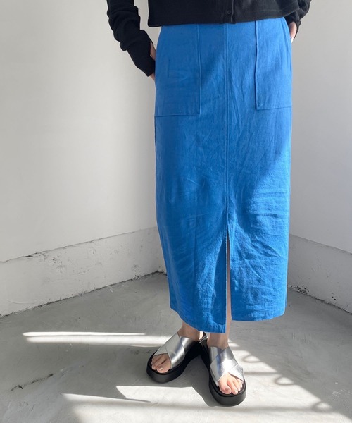 LOWRYS FARM（ローリーズファーム）の「ハイウエストアサタイトスカート　191588（スカート・レディース・グリーン/ブルー/ブラック/アイボリー・MEDIUM/LARGE）」の6枚目の写真