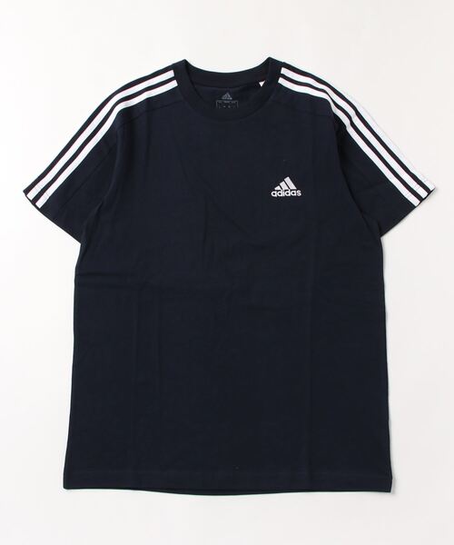 adidas(アディダス)の「アディダス adidas エッセンシャルズ シングルジャージー スリーストライプスTシャツ(Tシャツ/カットソー・メンズ・ブラック/ホワイト/ネイビー・L/3L/M/LL/S)」の3枚目の写真