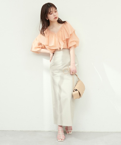 Vあきフリルシアーブラウス