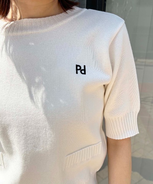 PICCIN（ピッチン）の「【日本製】刺繍入りクロップドニット（ニット/セーター・レディース・オフホワイト/サンドベージュ/ブラック/グレー・M）」の10枚目の写真