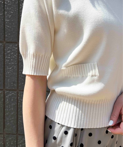 PICCIN（ピッチン）の「【日本製】刺繍入りクロップドニット（ニット/セーター・レディース・オフホワイト/サンドベージュ/ブラック/グレー・M）」の11枚目の写真