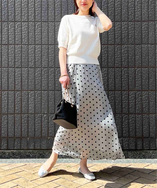 PICCIN（ピッチン）の「【日本製】刺繍入りクロップドニット（ニット/セーター・レディース・オフホワイト/サンドベージュ/ブラック/グレー・M）」の12枚目の写真