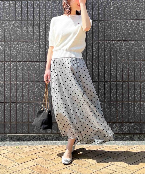 PICCIN（ピッチン）の「【日本製】刺繍入りクロップドニット（ニット/セーター・レディース・オフホワイト/サンドベージュ/ブラック/グレー・M）」の13枚目の写真