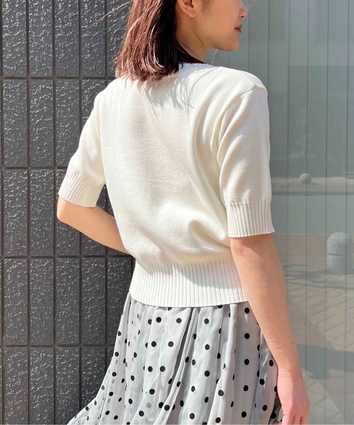 PICCIN（ピッチン）の「【日本製】刺繍入りクロップドニット（ニット/セーター・レディース・オフホワイト/サンドベージュ/ブラック/グレー・M）」の8枚目の写真