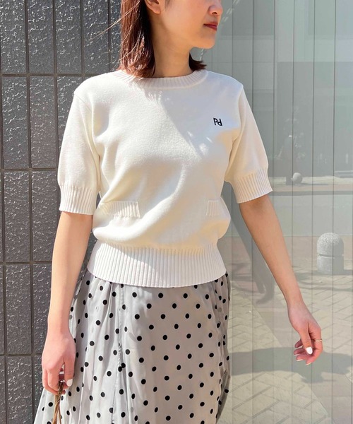 PICCIN（ピッチン）の「【日本製】刺繍入りクロップドニット（ニット/セーター・レディース・オフホワイト/サンドベージュ/ブラック/グレー・M）」の9枚目の写真