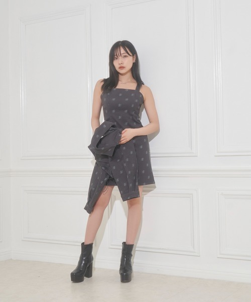 ANDGEEBEE（アンジービー）の「総柄ツイルジャンスカ（ジャンパースカート・レディース・チャコールグレー/ブルー・MEDIUM）」の9枚目の写真