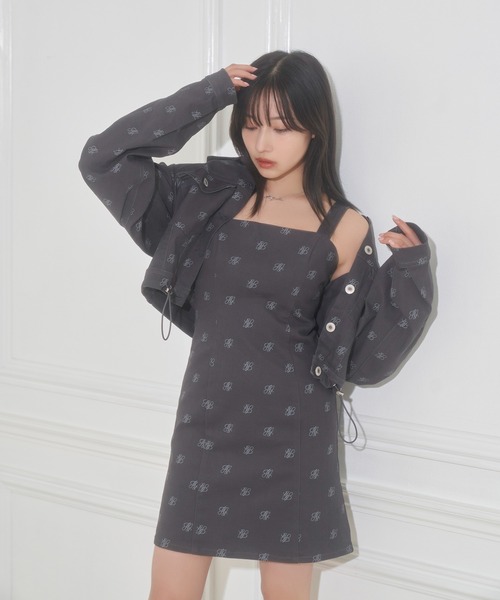 ANDGEEBEE（アンジービー）の「総柄ツイルジャンスカ（ジャンパースカート・レディース・チャコールグレー/ブルー・MEDIUM）」の15枚目の写真