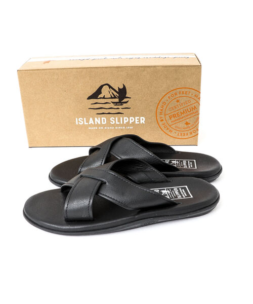 アイランドスリッパ/クロスストラップサンダル/スムースレザー/オールブラック ISLAND SLIPPER（アイランドスリッパ）の「【ISLAND SLIPPER