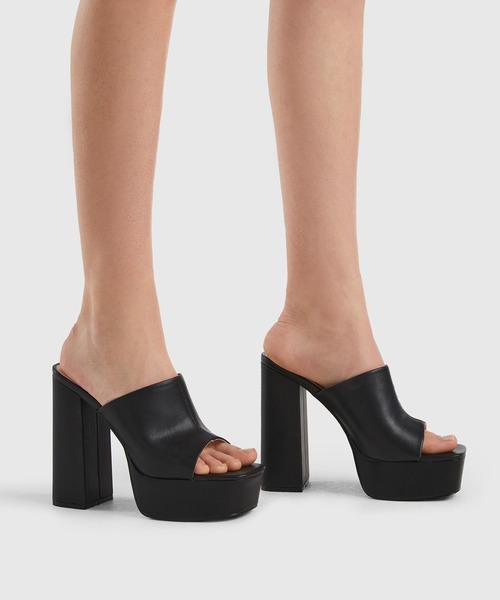 BENETTON (UNITED COLORS OF BENETTON)（ベネトンユナイテッドカラーズオブベネトン）の「チャンキーヒールサンダル（サンダル・レディース・ブラック/ライトピンク・36/37/38/39）」の10枚目の写真