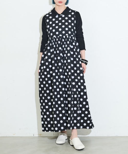 MERLOT（メルロー）の「アソートワイドオールインワン（つなぎ/オールインワン・レディース・グレー/レッド/ドット/チェック/ブラック・FREE）」の15枚目の写真