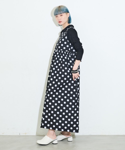 MERLOT（メルロー）の「アソートワイドオールインワン（つなぎ/オールインワン・レディース・グレー/レッド/ドット/チェック/ブラック・FREE）」の16枚目の写真