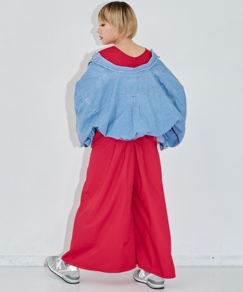 MERLOT（メルロー）の「アソートワイドオールインワン（つなぎ/オールインワン・レディース・グレー/レッド/ドット/チェック/ブラック・FREE）」の6枚目の写真