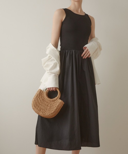 ACYM（アシーム）の「Skirt combi nosleeve ワンピース（ワンピース・レディース・ベージュ/ブルー/ブラック・FREE）」の2枚目の写真