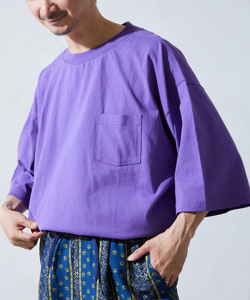 JOURNAL STANDARD relume（ジャーナルスタンダード　レリューム）の「USA オーバーサイズ ライトオンス Tシャツ（Tシャツ/カットソー・メンズ・パープル/グリーン/イエロー/ホワイト×ホワイト/ブラック/ホワイト・LARGE/MEDIUM）」の5枚目の写真