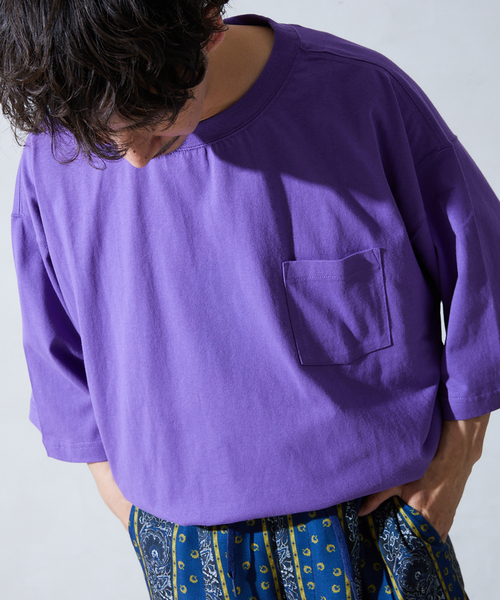 JOURNAL STANDARD relume（ジャーナルスタンダード　レリューム）の「USA オーバーサイズ ライトオンス Tシャツ（Tシャツ/カットソー・メンズ・パープル/グリーン/イエロー/ホワイト×ホワイト/ブラック/ホワイト・LARGE/MEDIUM）」の7枚目の写真