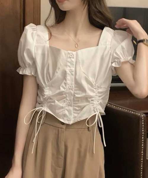 SPIGA（スピーガ）の「ﾀﾞﾌﾞﾙｼｬｰﾘﾝｸﾞﾌﾞﾗｳｽ（シャツ/ブラウス・レディース・ピンク/ホワイト・FREE）」の2枚目の写真