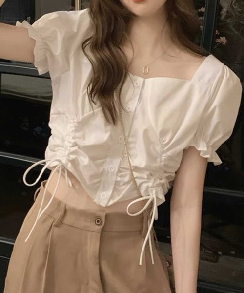 SPIGA（スピーガ）の「ﾀﾞﾌﾞﾙｼｬｰﾘﾝｸﾞﾌﾞﾗｳｽ（シャツ/ブラウス・レディース・ピンク/ホワイト・FREE）」の3枚目の写真