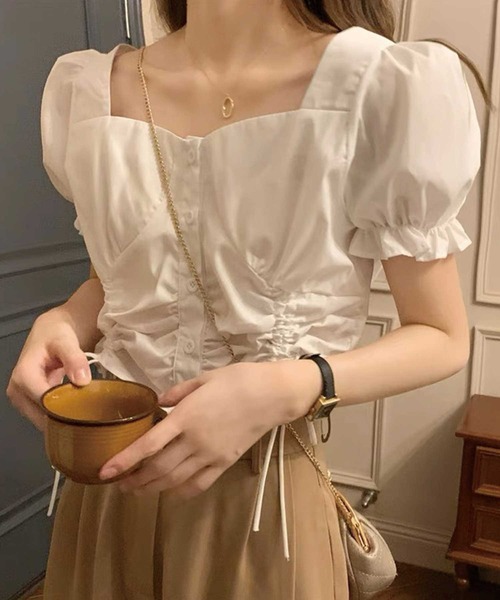 SPIGA（スピーガ）の「ﾀﾞﾌﾞﾙｼｬｰﾘﾝｸﾞﾌﾞﾗｳｽ（シャツ/ブラウス・レディース・ピンク/ホワイト・FREE）」の4枚目の写真