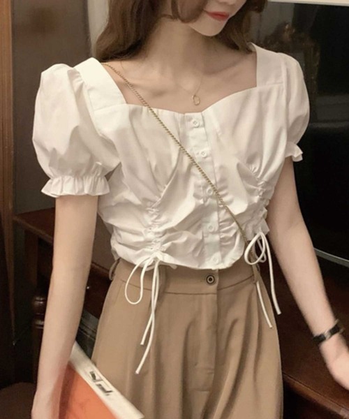 SPIGA（スピーガ）の「ﾀﾞﾌﾞﾙｼｬｰﾘﾝｸﾞﾌﾞﾗｳｽ（シャツ/ブラウス・レディース・ピンク/ホワイト・FREE）」の6枚目の写真