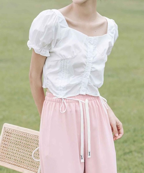 SPIGA（スピーガ）の「ﾀﾞﾌﾞﾙｼｬｰﾘﾝｸﾞﾌﾞﾗｳｽ（シャツ/ブラウス・レディース・ピンク/ホワイト・FREE）」の12枚目の写真