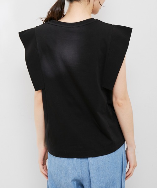 VIS(ビス)の「【接触冷感・洗える】シルケットフレンチスリーブトップス(Tシャツ/カットソー・レディース・ブラック/ホワイト/ブラウン/オレンジ系その他4・FREE)」の13枚目の写真