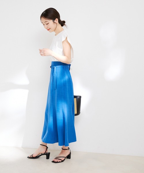 VIS(ビス)の「【接触冷感・洗える】シルケットフレンチスリーブトップス(Tシャツ/カットソー・レディース・ブラック/ホワイト/ブラウン/オレンジ系その他4・FREE)」の21枚目の写真