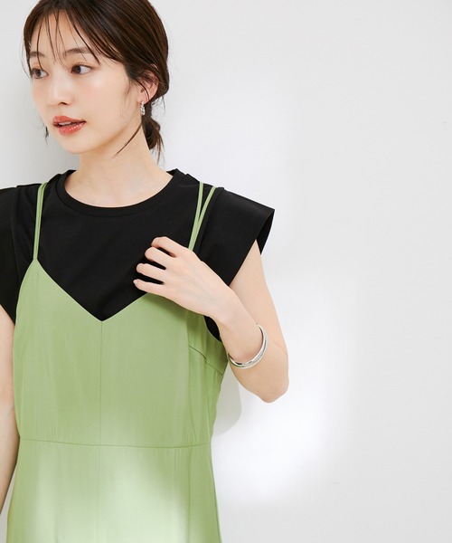 VIS(ビス)の「【接触冷感・洗える】シルケットフレンチスリーブトップス(Tシャツ/カットソー・レディース・ブラック/ホワイト/ブラウン/オレンジ系その他4・FREE)」の12枚目の写真