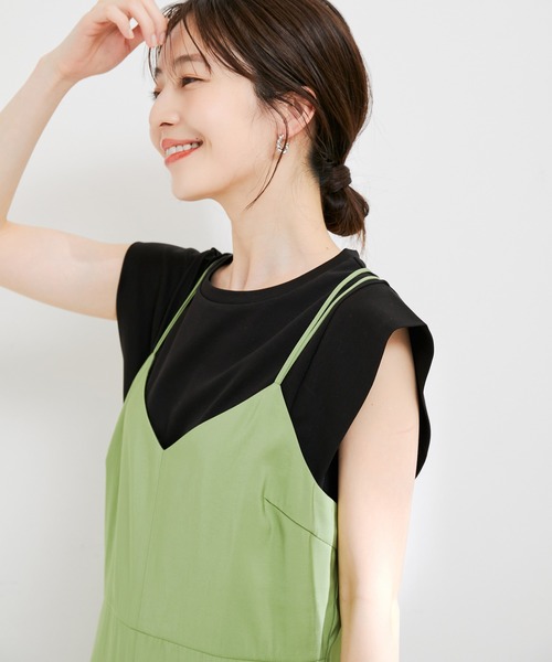 VIS(ビス)の「【接触冷感・洗える】シルケットフレンチスリーブトップス(Tシャツ/カットソー・レディース・ブラック/ホワイト/ブラウン/オレンジ系その他4・FREE)」の17枚目の写真