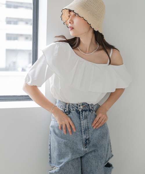 ROSE BUD購入 バーンブリーズ オフショル アシンメトリー変形ブラウス