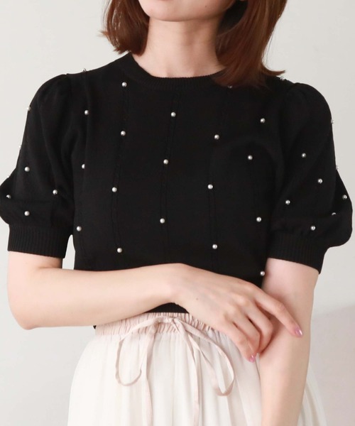 archives（アルシーヴ）の「パールケーブルパフスリニット（ニット/セーター・レディース・ブラック/アイボリー/ローズ・MEDIUM）」の21枚目の写真