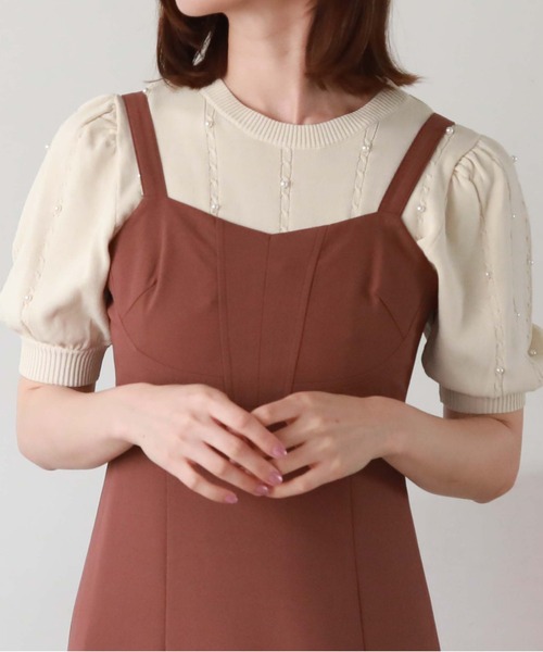 archives（アルシーヴ）の「パールケーブルパフスリニット（ニット/セーター・レディース・ブラック/アイボリー/ローズ・MEDIUM）」の10枚目の写真