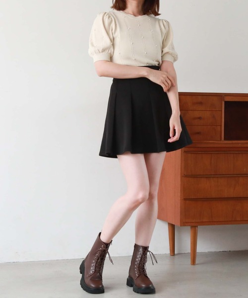 archives（アルシーヴ）の「パールケーブルパフスリニット（ニット/セーター・レディース・ブラック/アイボリー/ローズ・MEDIUM）」の8枚目の写真