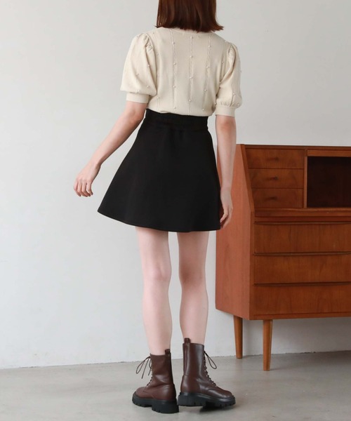 archives（アルシーヴ）の「パールケーブルパフスリニット（ニット/セーター・レディース・ブラック/アイボリー/ローズ・MEDIUM）」の9枚目の写真