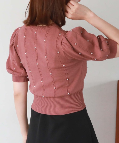 archives（アルシーヴ）の「パールケーブルパフスリニット（ニット/セーター・レディース・ブラック/アイボリー/ローズ・MEDIUM）」の14枚目の写真