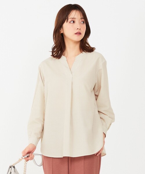 ANY SIS（エニィスィス）の「【AIコラボ】スタンドカラースキッパー ブラウス（シャツ/ブラウス・レディース・ブラック系/ベージュ系1/ホワイト系/スカイブルー系1・2）」の4枚目の写真