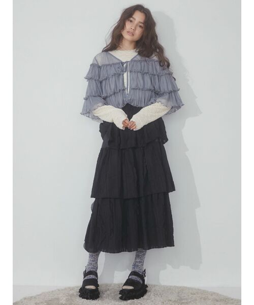 merry jenny（メリージェニー）の「floralストレッチレースtops（Tシャツ/カットソー・レディース・オフホワイト/ライトブルー/アイボリー・FREE）」の4枚目の写真