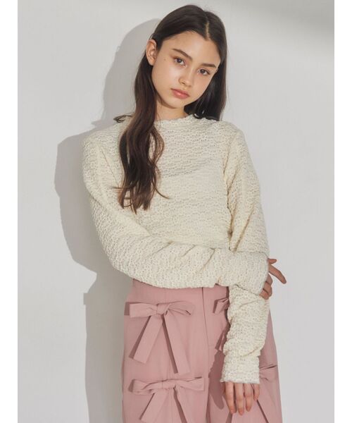 merry jenny（メリージェニー）の「floralストレッチレースtops（Tシャツ/カットソー・レディース・オフホワイト/ライトブルー/アイボリー・FREE）」の12枚目の写真