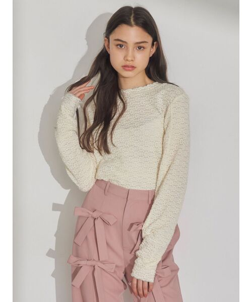 merry jenny（メリージェニー）の「floralストレッチレースtops（Tシャツ/カットソー・レディース・オフホワイト/ライトブルー/アイボリー・FREE）」の13枚目の写真