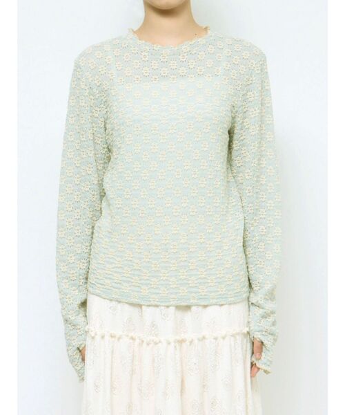 merry jenny（メリージェニー）の「floralストレッチレースtops（Tシャツ/カットソー・レディース・オフホワイト/ライトブルー/アイボリー・FREE）」の15枚目の写真