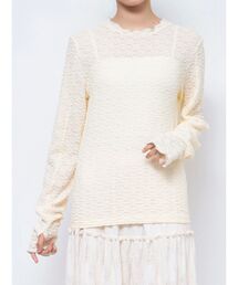 floralストレッチレースtops