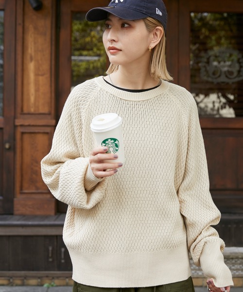 Healthknit ヘルスニット サーマルキングワッフル クルーネック 長袖 T