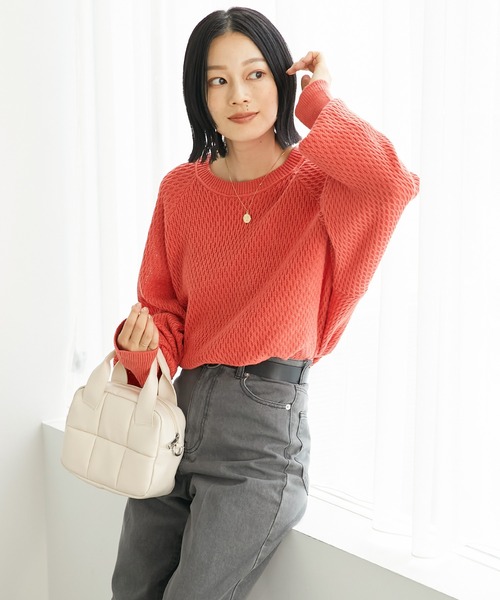 Chaco closet(チャコ クローゼット)の「サーマルニットラグランスリーブプルオーバー(ニット/セーター・レディース・ブラック/ネイビー/アイボリー/オレンジ/グレー・FREE)」の6枚目の写真