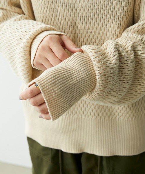 セール】サーマルニットラグランスリーブプルオーバー（ニット