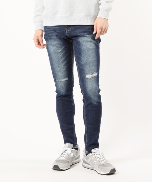 TopIsm(トップイズム)の「スーパーストレッチ ダメージスキニーデニムパンツ(デニムパンツ・メンズ・ブラック系その他2/ワンウォッシュ/ブラック系その他/サックスブルー/ケミカルウォッシュ・M/L/LL)」の11枚目の写真