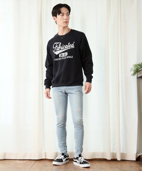 TopIsm(トップイズム)の「スーパーストレッチ ダメージスキニーデニムパンツ(デニムパンツ・メンズ・ブラック系その他2/ワンウォッシュ/ブラック系その他/サックスブルー/ケミカルウォッシュ・M/L/LL)」の8枚目の写真