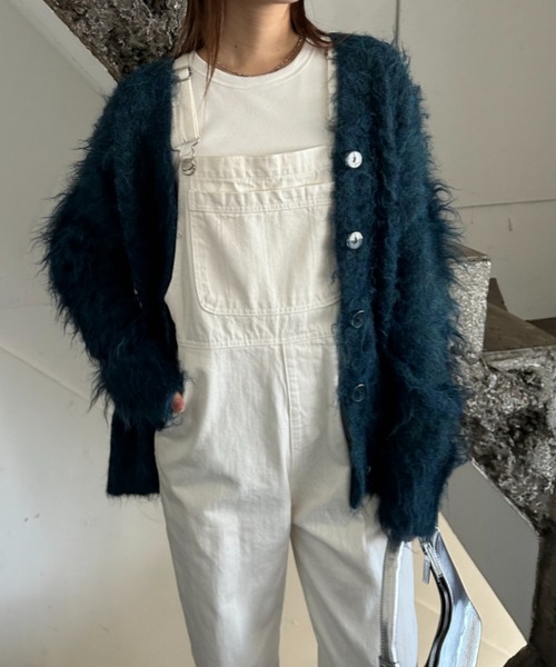 EPIMI E'PIMMY（エピミエピミー）の「【ハンドウォッシャブル】シャギーVネックオーバーカーディガン（カーディガン/ボレロ・レディース・ブラック/ベージュ/ネイビー/オフホワイト/イエロー・MEDIUM）」の8枚目の写真