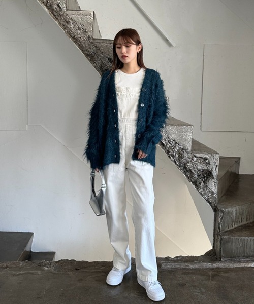 EPIMI E'PIMMY（エピミエピミー）の「【ハンドウォッシャブル】シャギーVネックオーバーカーディガン（カーディガン/ボレロ・レディース・ブラック/ベージュ/ネイビー/オフホワイト/イエロー・MEDIUM）」の9枚目の写真