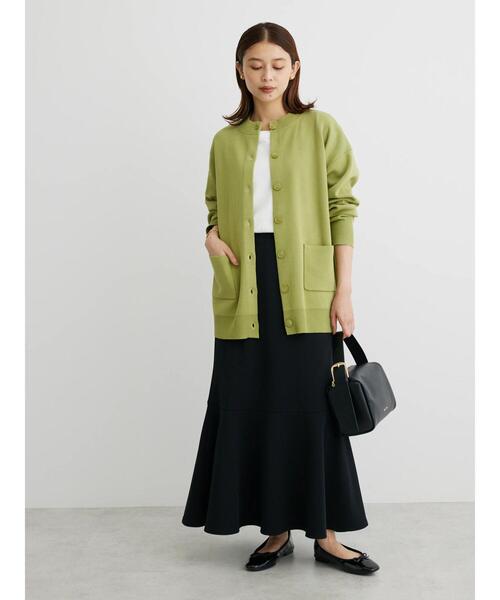 Green　Parks（グリーンパークス）の「ミドル丈モックネックカーディガン（カーディガン/ボレロ・レディース・グリーン/ダークグレー/アイボリー/オレンジ・FREE）」の14枚目の写真