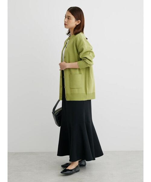 Green　Parks（グリーンパークス）の「ミドル丈モックネックカーディガン（カーディガン/ボレロ・レディース・グリーン/ダークグレー/アイボリー/オレンジ・FREE）」の13枚目の写真